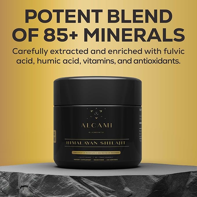 Alcami Pure Himalayan Shilajit Resin - High Potency Gold Grade Shilajit for Men & Women | 100