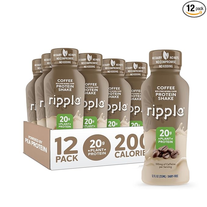 Ripple Coffee Plant Based Protein Shake | 20g of Quality Sourced Pea Protein, 100mg Caffeine