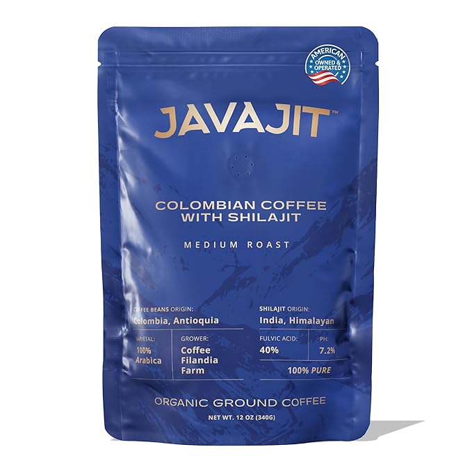 Colombian Coffee with Shilajit ??Medium Roast Organic Ground Coffee, Energy & Immunity Boost, 250mg