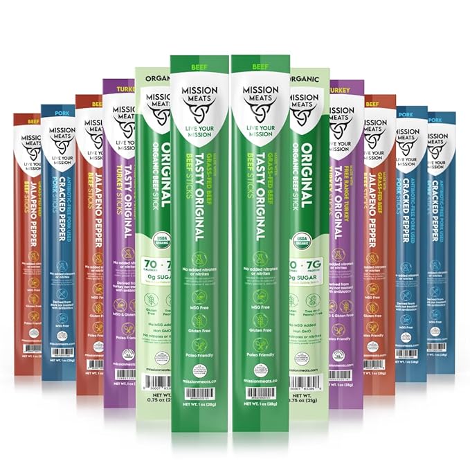 Mission Meats Variety Pack with Certified Organic Beef, Grass Fed, Free Range Turkey, and Cracked
