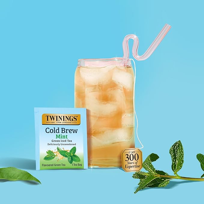 Twinings Mint Green Cold Brewed Iced Tea Bags, 20 Count (Pack of 1), Unsweetened Flavoured Green