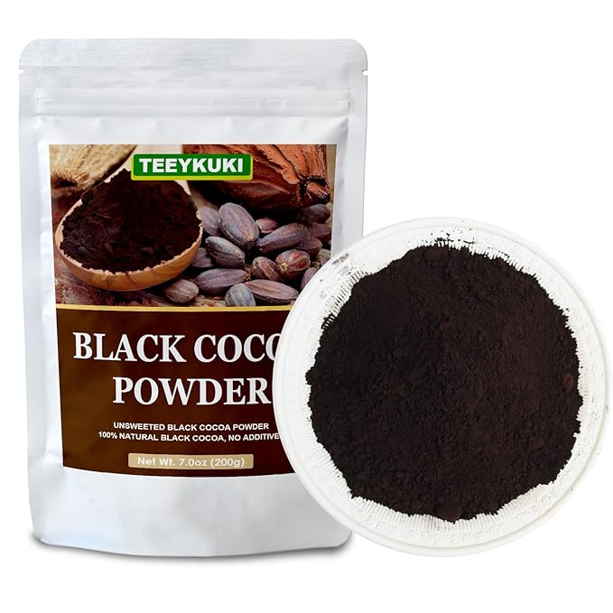 Black Cocoa Powder, 7.0oz(200.0g), Premium Food Grade Black Cocoa Powders for Cooking & Baking