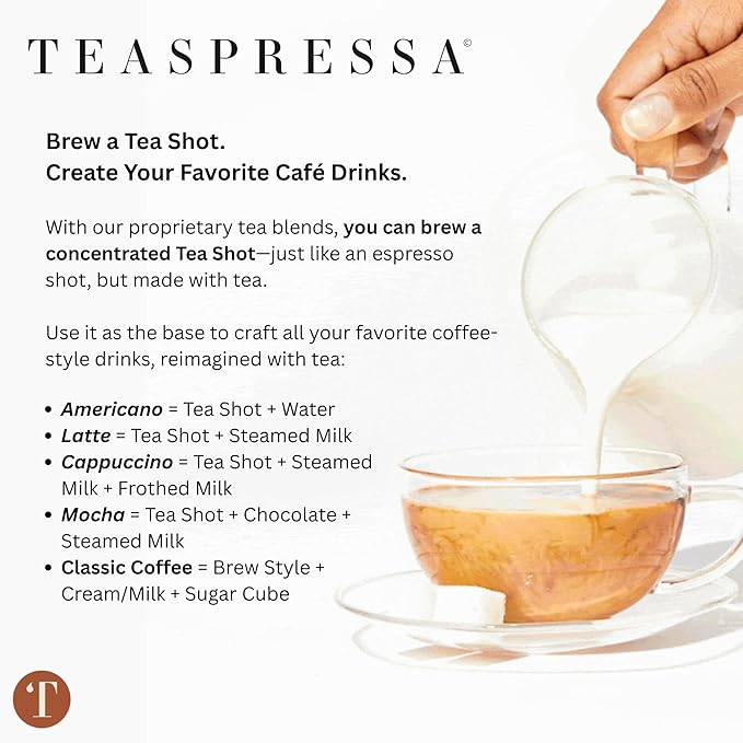 Tea Latte Sampler Kit by Teaspressa – Tasting Set with 4 Signature Organic Tea Blends & 4 Luxe