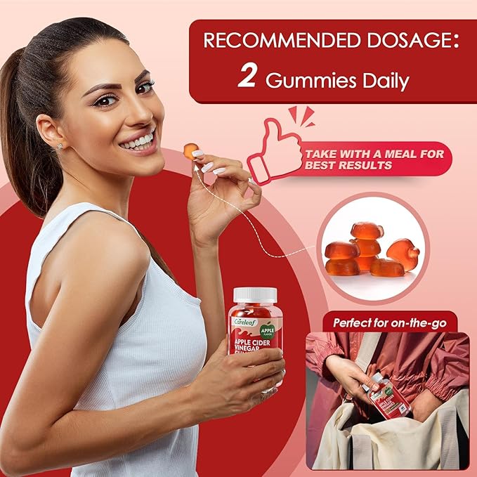 Apple Cider Vinegar Gummies 60 Counts 1000mg AVC with Vitamin B6 Vitamin B12 for Metabolism