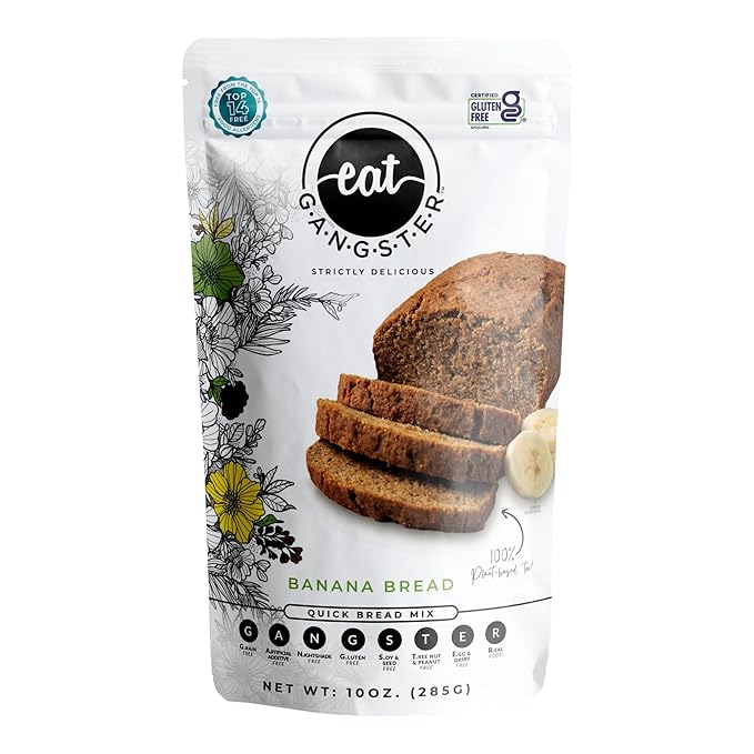 eat G.A.N.G.S.T.E.R. Vegan Banana Bread Mix, Allergy-Friendly Baking Mix, Grain-Free, No Dairy