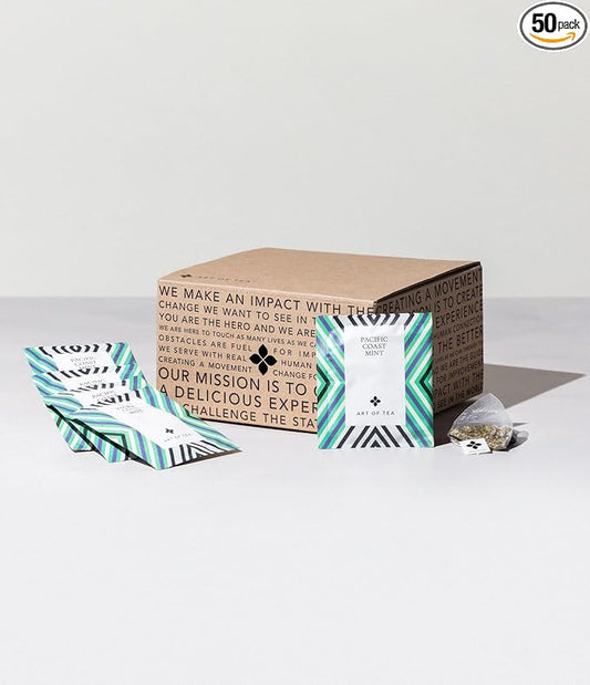 Art of Tea | Organic Pacific Coast Mint (NaturallyCaffeine Free)| 50 Eco Friendly Pyramid