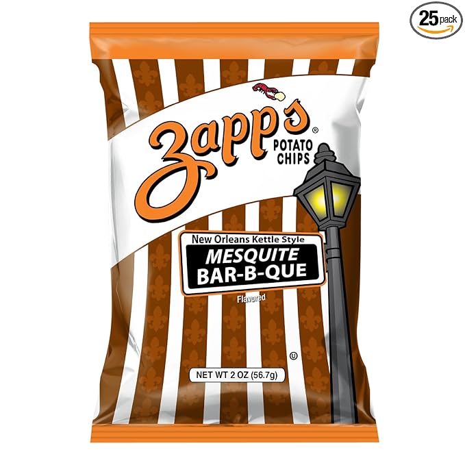 Zapp???New Orleans Kettle-Style Potato Chips Mesquite BBQ Flavor (2 oz Bags, 25 Count), Crunchy