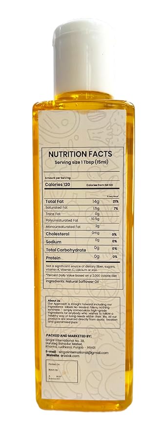 Raslok Pure Natural Safflower Oil | Wood Pressed (3.52, Ounces)