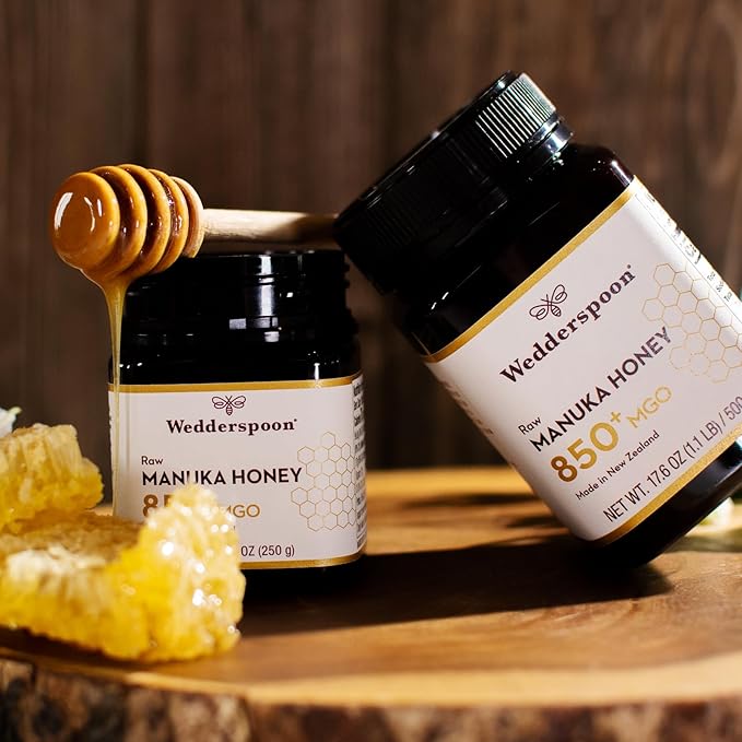 Wedderspoon Raw Premium Manuka Honey, 850+ MGO, 8.8 Oz, Unpasteurized New Zealand Honey, From Our
