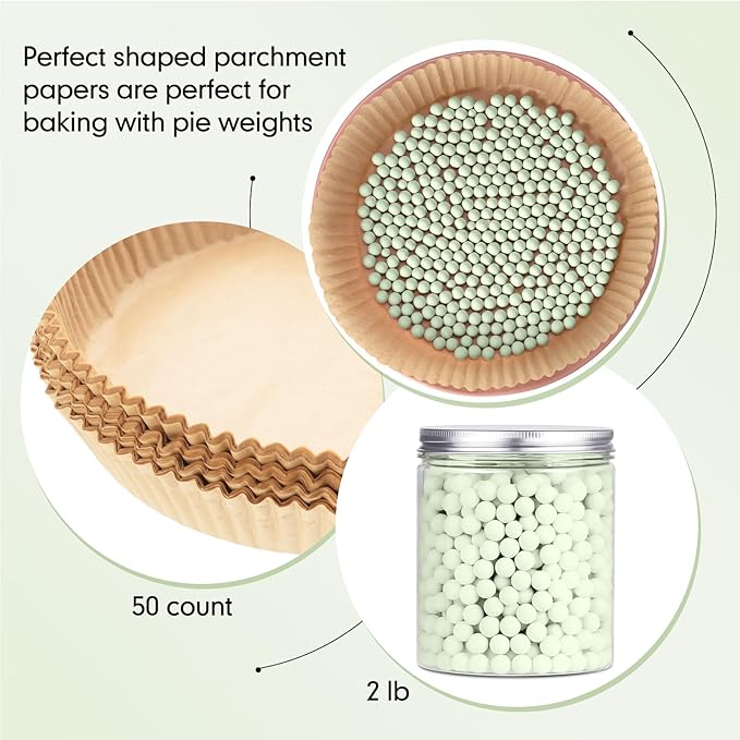1 Pack Light Green 2 lb Pie Weights for Baking Crust Ceramic Weights Blind Baking Beads with 50 Pcs