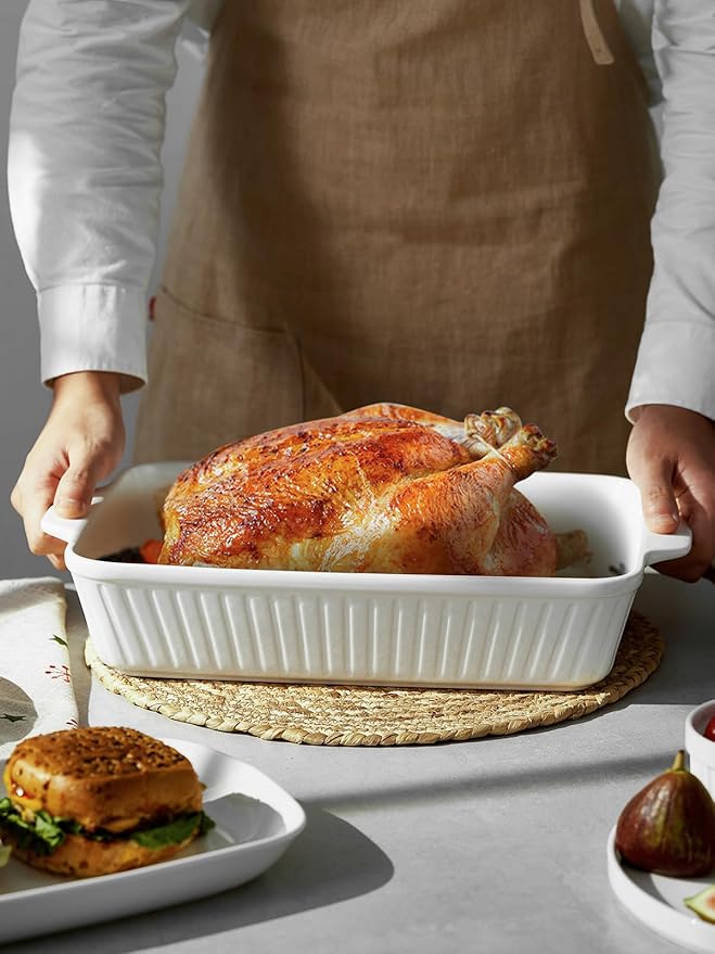 DOWAN Casserole Dish, 9x13 Ceramic Baking Dish, Large Lasagna Pan Deep for Oven, 4.2 Quarts Baking