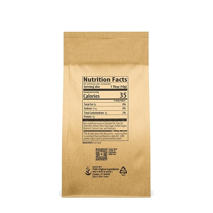 Pure Original Ingredients Corn Starch (1 lb) Thickener For Sauces, Soup, & Gravy