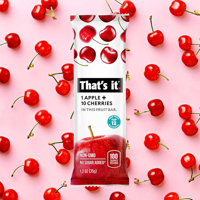 That's it. Apple + Cherry 100% Natural Real Fruit Bar, Best High Fiber Vegan, Gluten Free Healthy