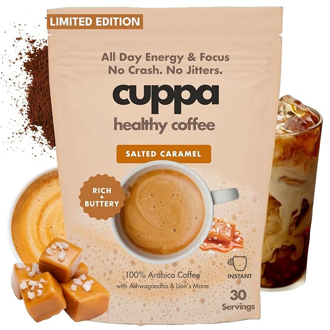 Cuppa Salted Caramel Healthy Mushroom Insant Coffee with Lion's Mane & Ashwagandha for All Day