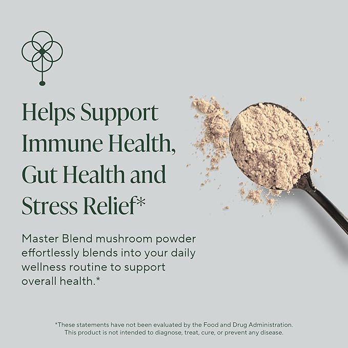 Om Master Blend Mushroom Powder ??Organic Mushroom Supplement with 10 Mushrooms and Ashwagandha