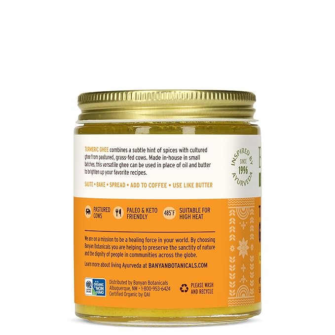 Banyan Botanicals Turmeric Ghee ??Cultured Grass-Fed Organic Ghee (Clarified Butter) with Turmeric