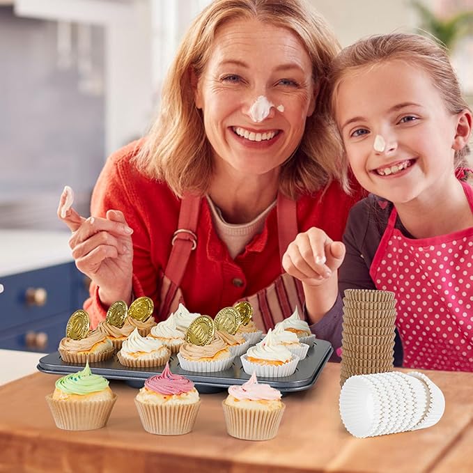 [300Pcs] Caperci Odorless Mini Cupcake Liners for Baking - Greaseproof Paper Muffin Baking Cups for
