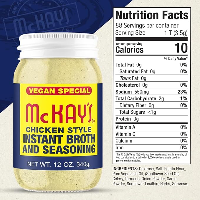 McKay's Vegan Chicken Flavored Soup Seasoning, Gluten Free, Vegetarian Instant Broth, Bullion