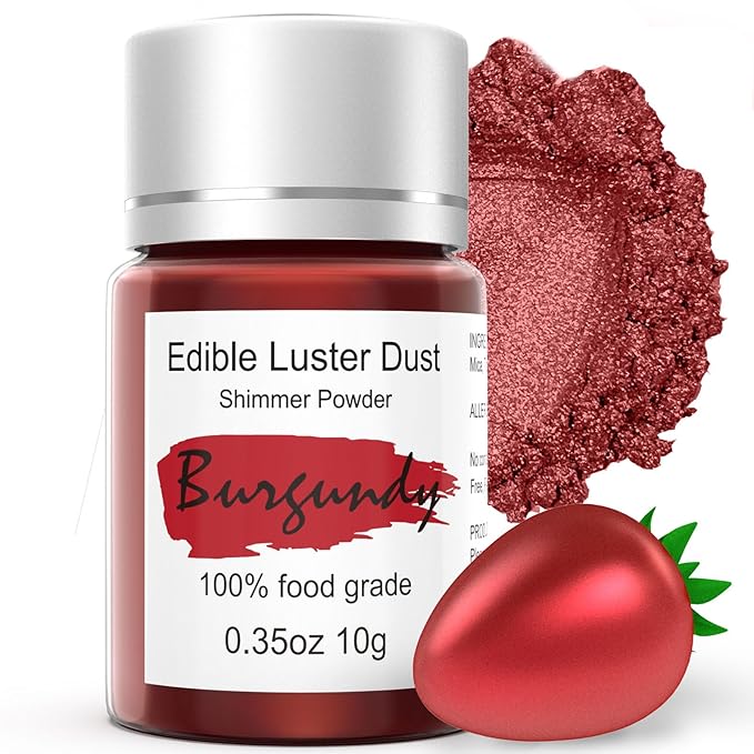 Burgundy Luster Dust Edible for Cakes Cocktails ??10g Colaele Edible Shimmering Dust for