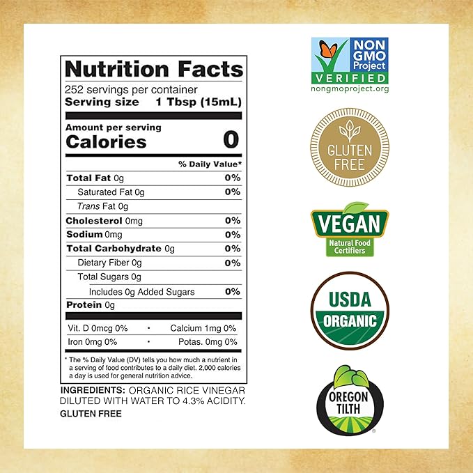 Marukan Organic Unseasoned Rice Vinegar, 1 Gallon (Pack of 1)