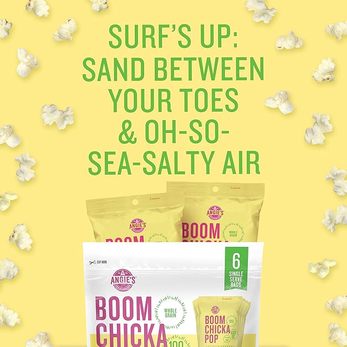 Angie?셲 BOOMCHICKAPOP Sea Salt Popcorn, 0.6 Ounce Bag, 6 Count (Pack of 4)