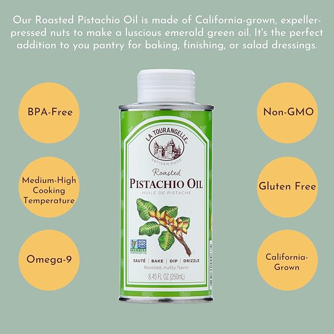 La Tourangelle, Roasted Pistachio Expeller-Pressed Oil for Cooking, Baking, and Beauty, Adds Flavor