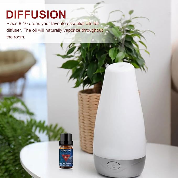 BURIBURI Rose Essential Oil for Diffuser, Massage, Soap, Candle, Perfume Making - 100% Pure