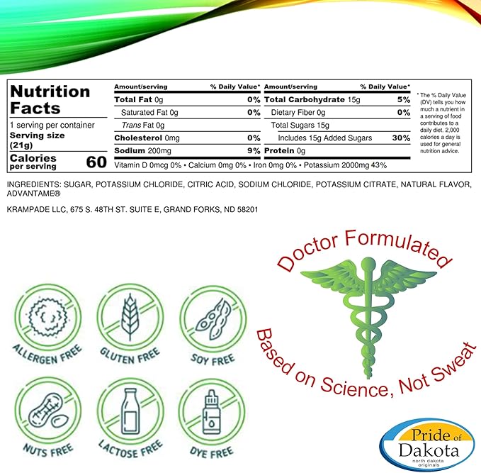 Original Reduced Sugar 2K - 2000 mg Potassium Electrolyte Powder Drink Mix | Cramp Relief