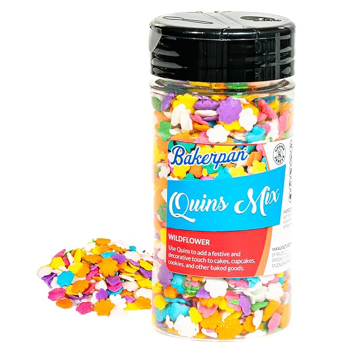 Bakerpan Spring Sprinkles for Cake Decorating - Flower Confetti Edible 4 Ounces - Edible Confetti