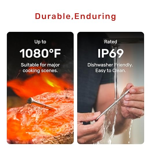 S Pro Bluetooth Wireless Meat Thermometer, 1080°F Heat, 6 Sensors, Enhanced Signal Base, EasySmart