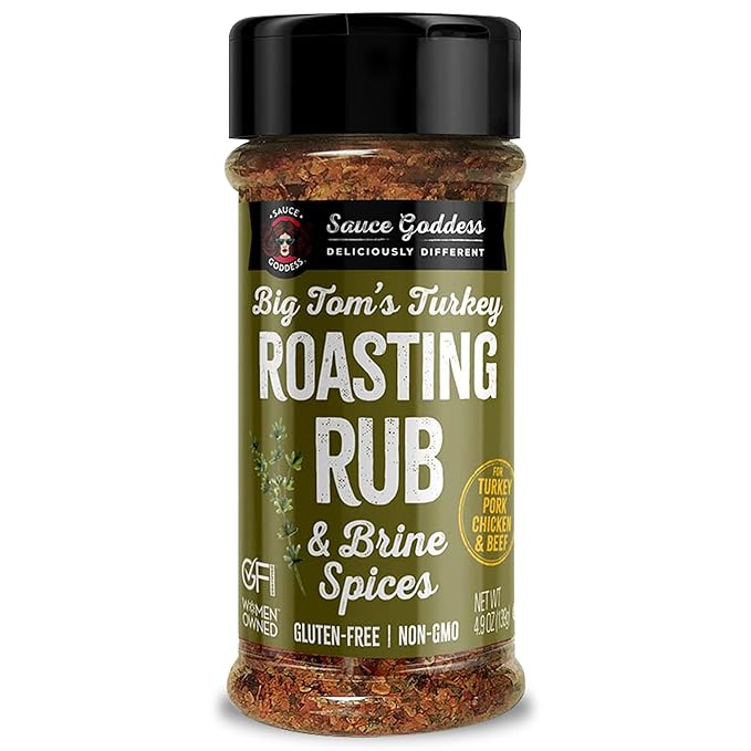 Sauce Goddess Big Tom's Turkey Roasting Rub and Brine Spices - Gluten-Free, Seasonings and Spices