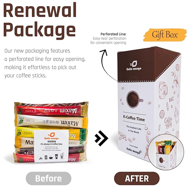 Korean Instant Coffee Mix Variety 20 Sticks (4 Types) Maxim Instant Single Serve Mocha White