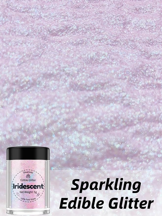 Shanlinly Iridescent Prism Powder Edible Glitter for Drinks, Food Grade Edible Glitter Dust Luster