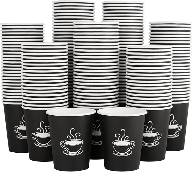 360 Pack 8 oz Paper Coffee Cups, Disposable Black Paper Cups for Hot Beverage, Drinking Water, Used