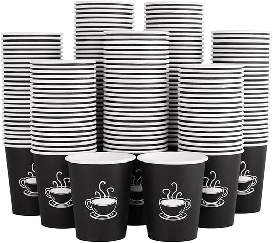 360 Pack 8 oz Paper Coffee Cups, Disposable Black Paper Cups for Hot Beverage, Drinking Water, Used