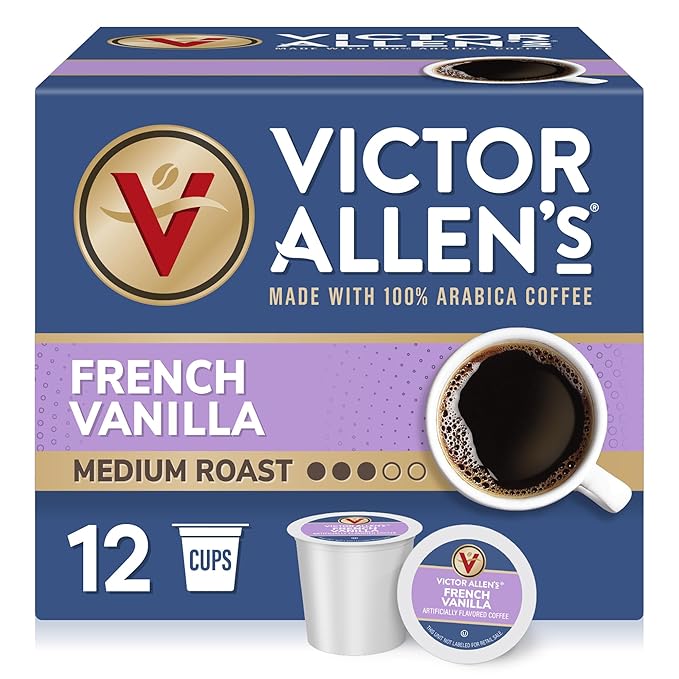 Victor Allen's Coffee French Vanilla Coffee, 12 Count, Single Serve Coffee Pods for Keurig K-Cup