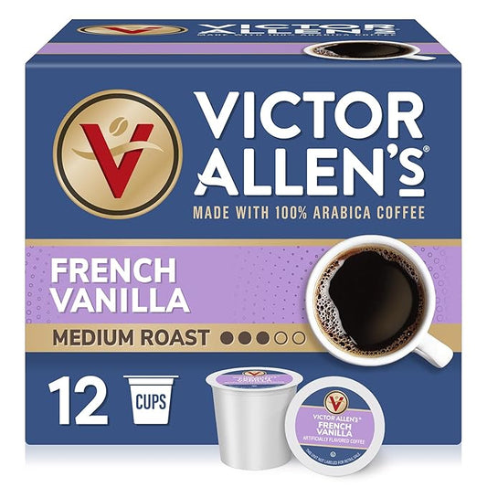 Victor Allen's Coffee French Vanilla Coffee, 12 Count, Single Serve Coffee Pods for Keurig K-Cup