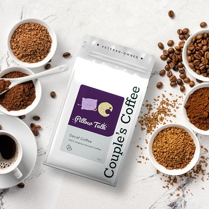 Couple?™s Coffee Ground Coffee | Gives Back to Military Families | Pillow Talk | Medium Roast Decaf