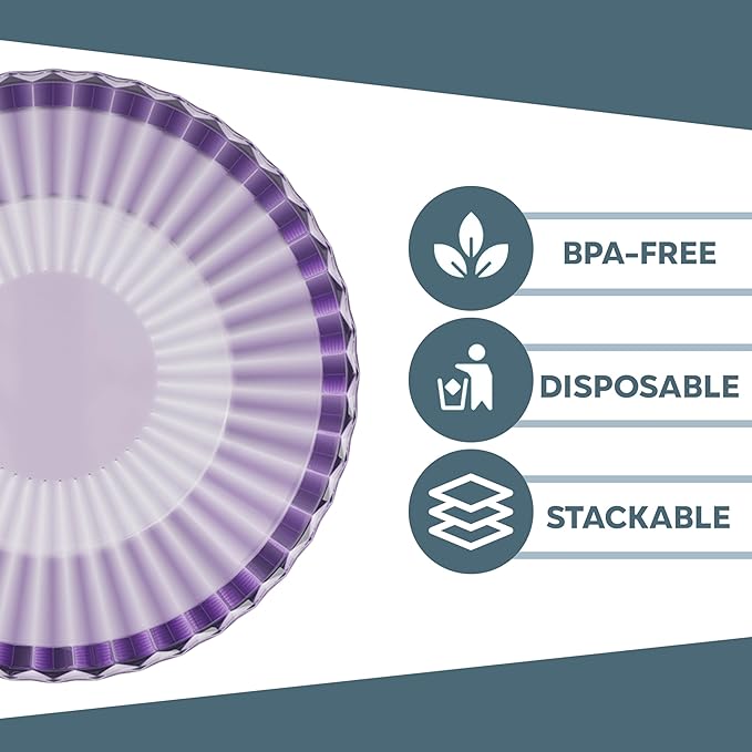 Exquisite Purple Plastic Bowls Disposable - 16 Oz - 20 Count - Disposable Soup Bowls - Great for