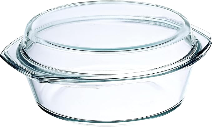 Simax Casserole Dish with Lid, 2.5 Quart Round Glass Casserole Dishes for Oven with Lid and