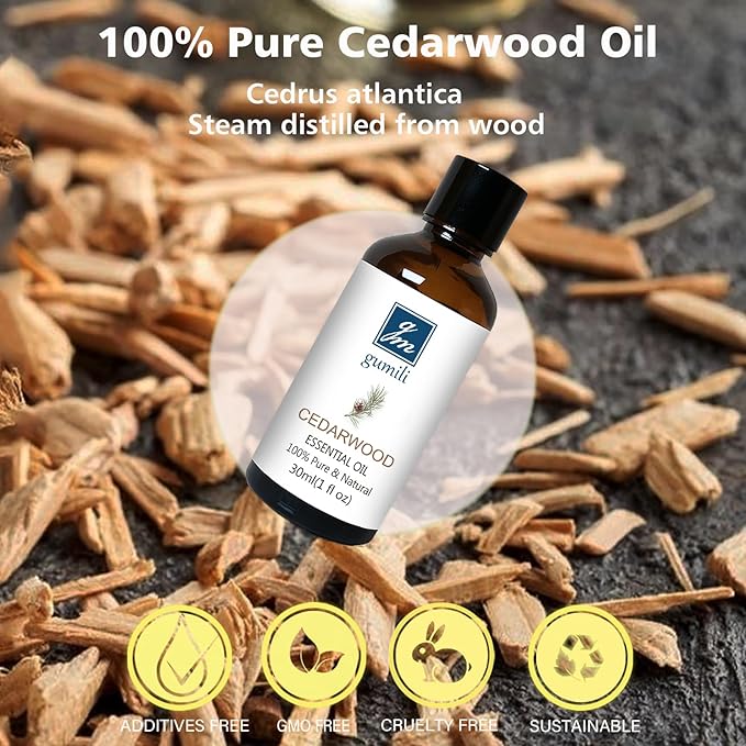 Cedarwood Essential Oil 1 Oz, 100% Pure Natural Cedarwood Oil, Aromatherapy Essential Oils for