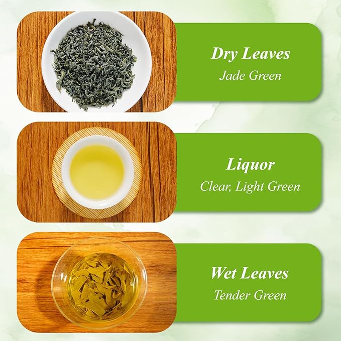 WT WEETEE Green Tea Loose Leaf 8oz /228g, 110+ Cups Premium Green Tea Leaves, Chestnut & Bean