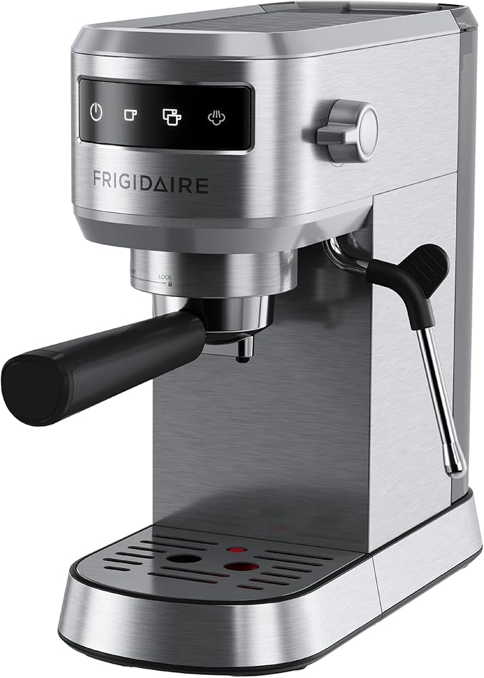 Frigidaire Steam Espresso Maker, Coffee Machine with Milk Frother & Cup Warmer, 20 Bar Pressure, 34