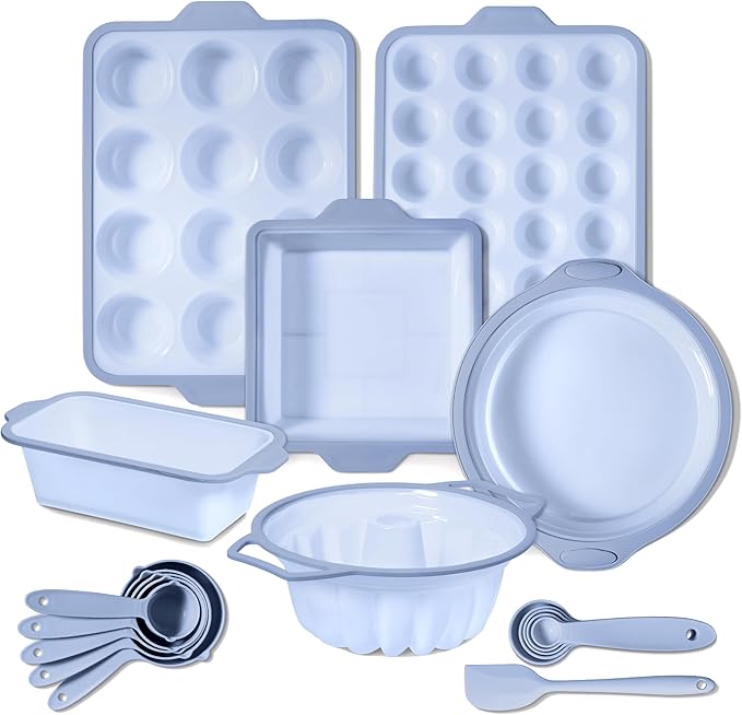 COOK WITH COLOR 17 Pc. Silicone Baking Pan Set - Non-Stick & Easy Clean Silicone Muffin Pans for