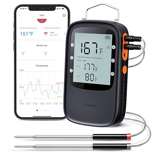 Govee Bluetooth Meat Thermometer, Wireless Meat Thermometer for Smoker Oven, Digital Grill