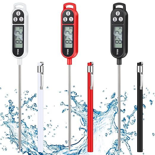 Waterproof Food Thermometer with Long Probe Digital Meat Thermometer for Water, Liquid, Candle and