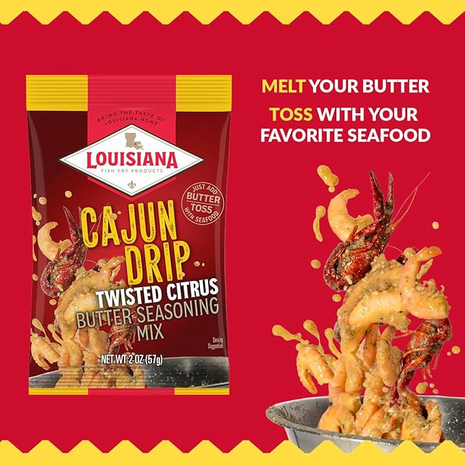 Louisiana Fish Fry Cajun Drip 2oz Bag - Seafood Seasoned Butter Sauce - Elevate your boiled seafood