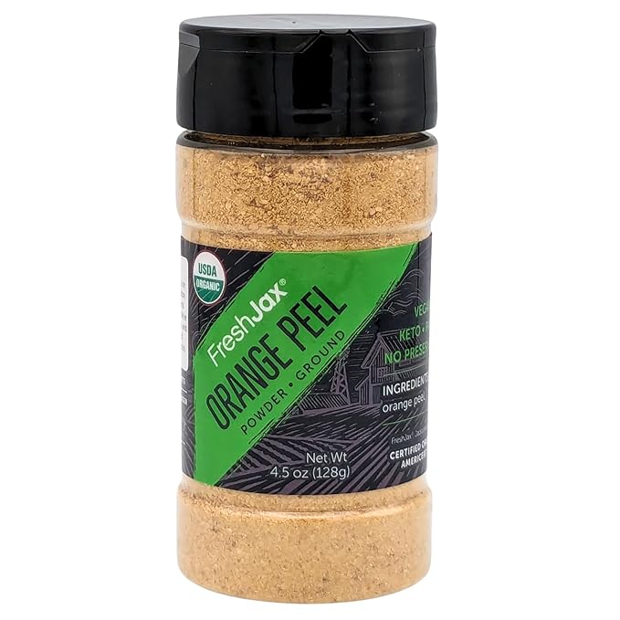 FreshJax Organic Orange Peel Powder ??4.5 oz Dried Orange Zest, Non-GMO, Gluten-Free, Keto, Paleo