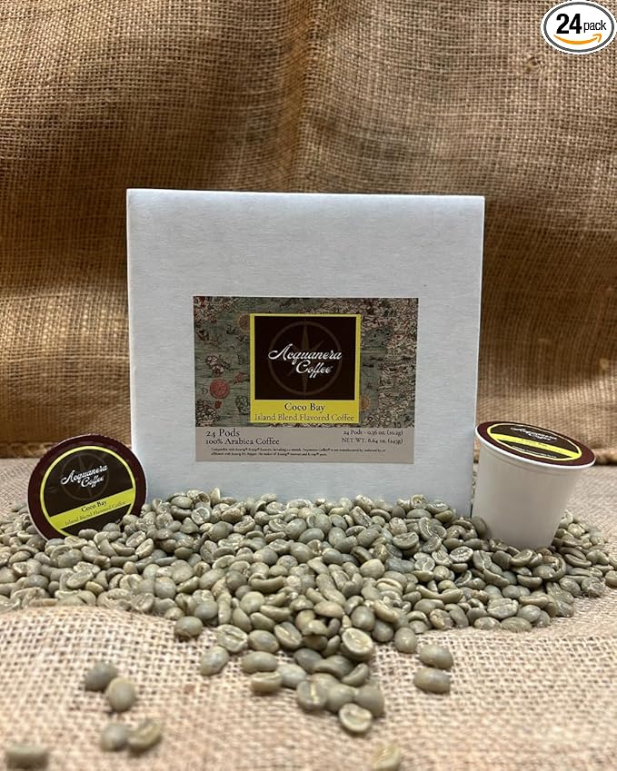 Acquanera Coffee - Coco Bay, Island Blend Flavored Coffee - 100% Arabica - Single Serve Coffee Pods