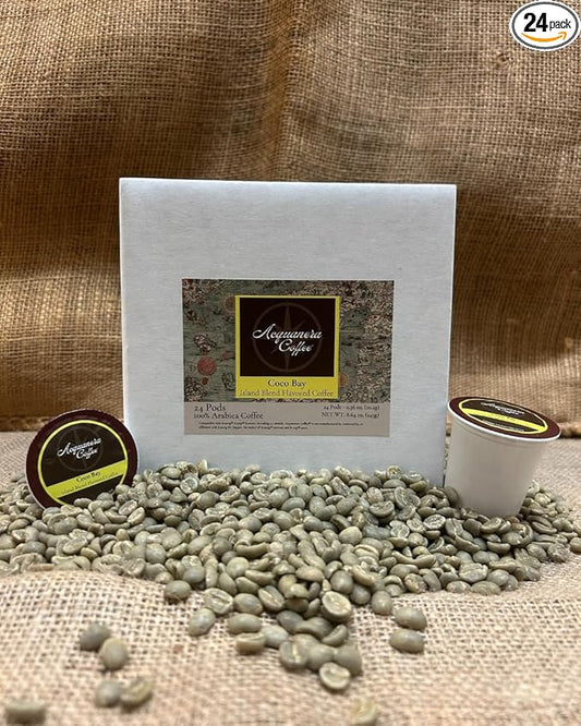 Acquanera Coffee - Coco Bay, Island Blend Flavored Coffee - 100% Arabica - Single Serve Coffee Pods